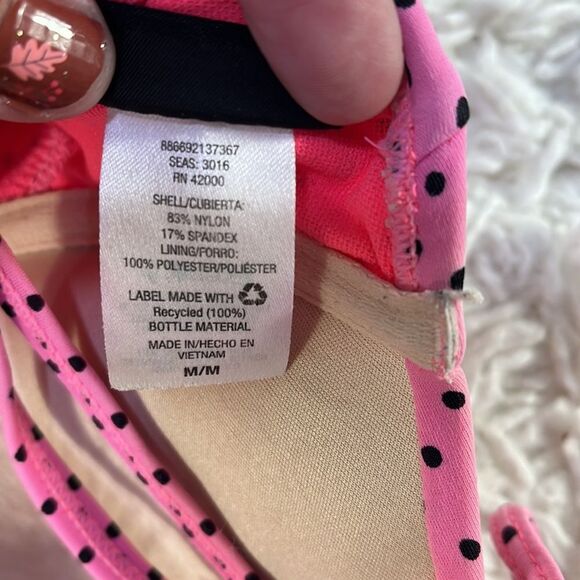 Joe Boxer One Piece Swimsuit Pink Polka Dot Peplum Skirted M - Picture 4 of 4